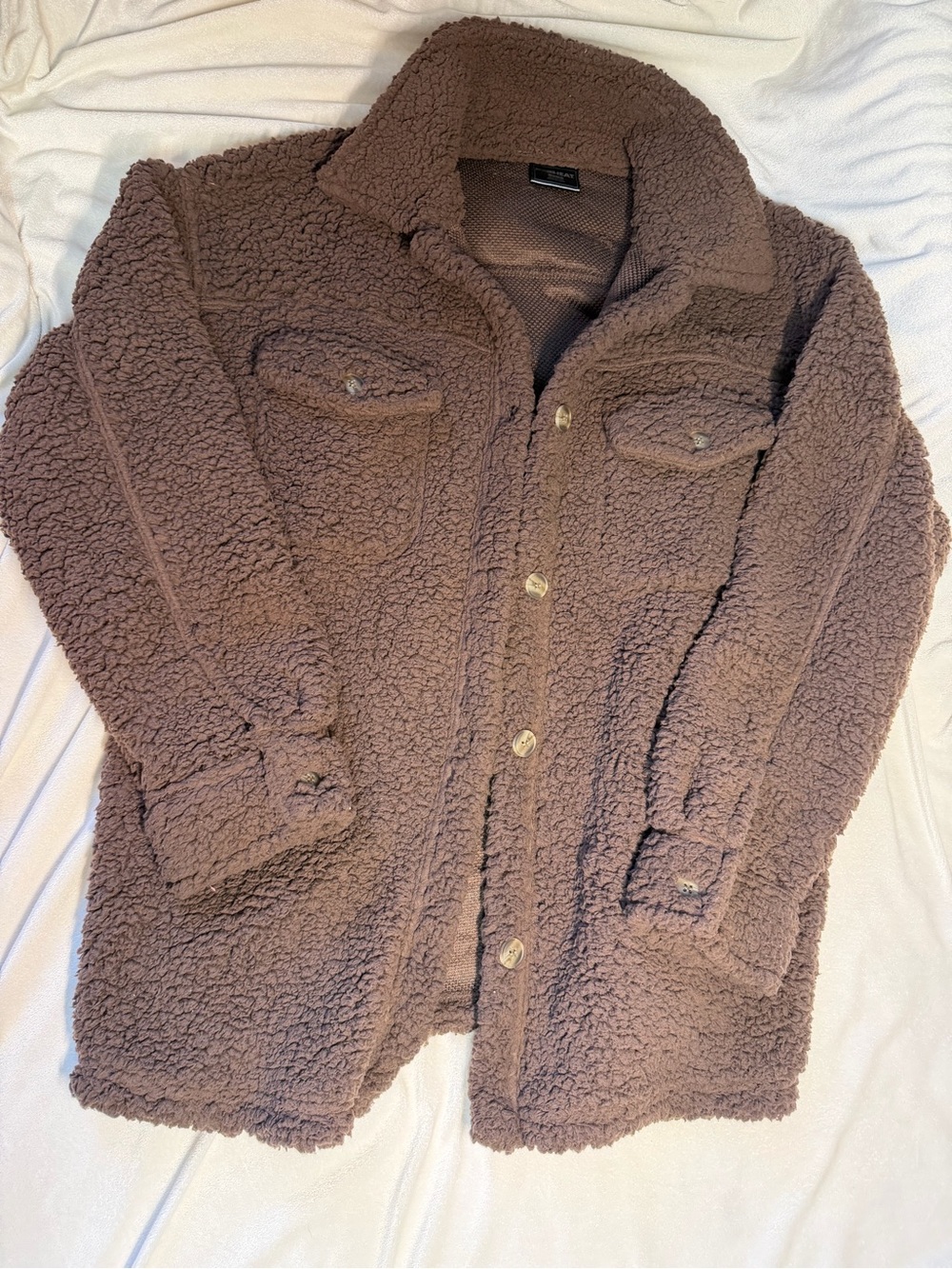 Cozy Women's Brown Sherpa Shacket Jacket